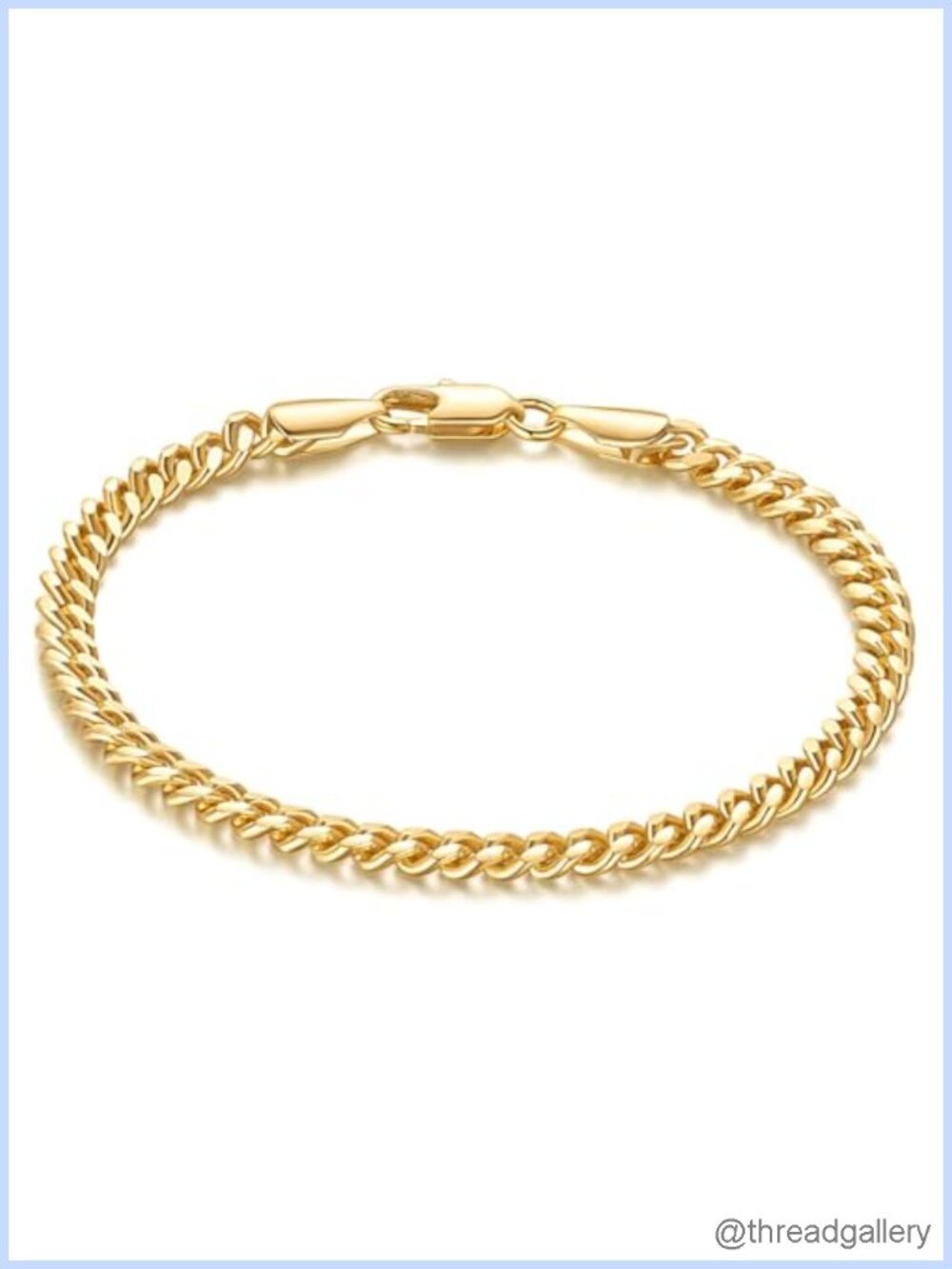14K Gold Plated Cuban Link Bracelet 4mm Chain Unisex
